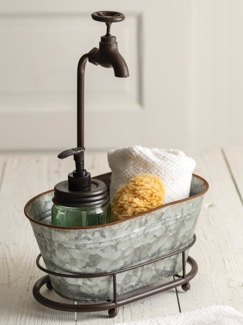 Farmhouse Oval Container With Faucet, Bath Storage, Home Decor